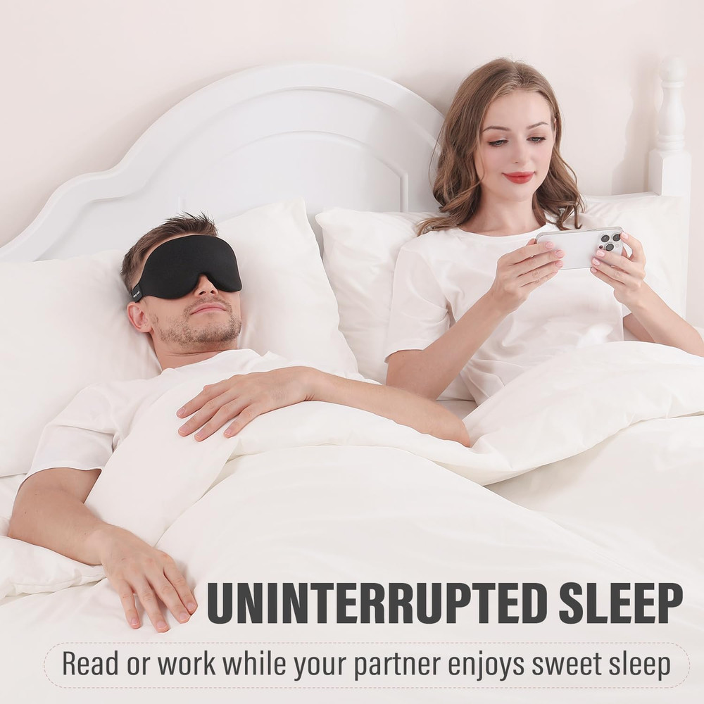 Sleep Mask for Side Sleeper, Complete Light Blocking 3D Sleeping Eye Mask, Soft