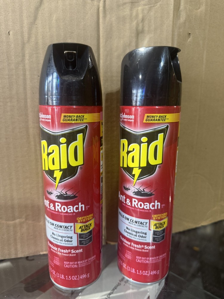 (2)Raid Ant Roach Killer Outdoor Scent 17.5 oz Attack Control Prevent Bugs