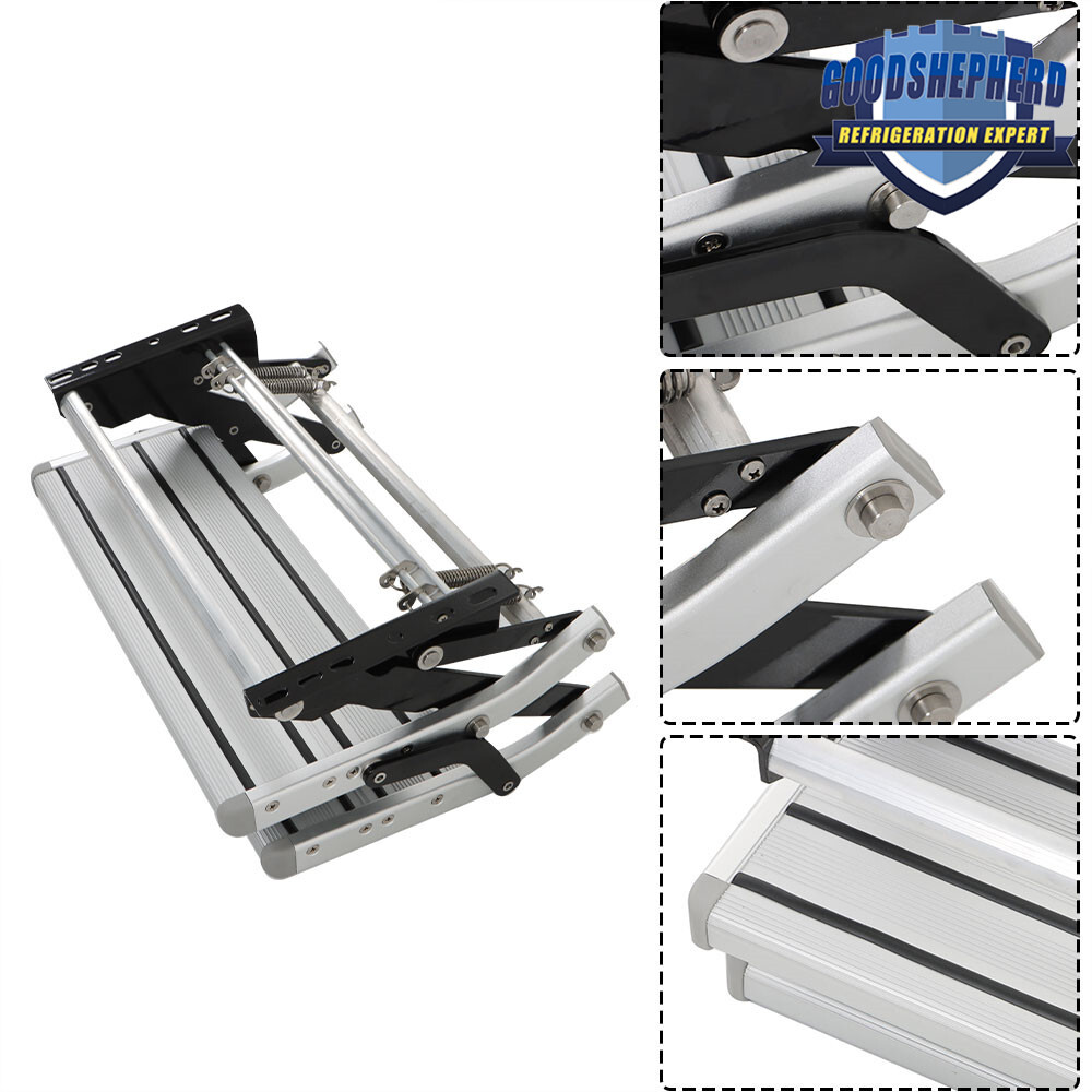 Pull Out Retractable Aluminum 2 Step RV Camper Platform Steps Stair Anti-Slip