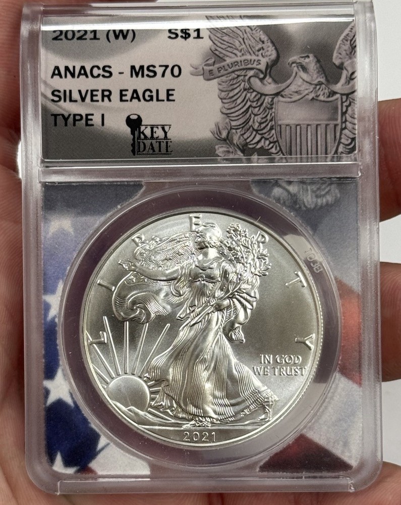 2021 w - Anacs MS70 - Silver Eagle Type 1 #8045