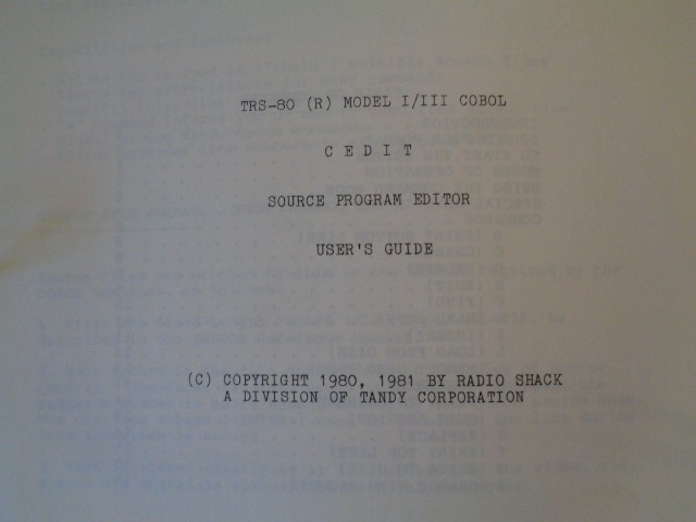 TRS - 80 Model I/III Cobol User's Guide