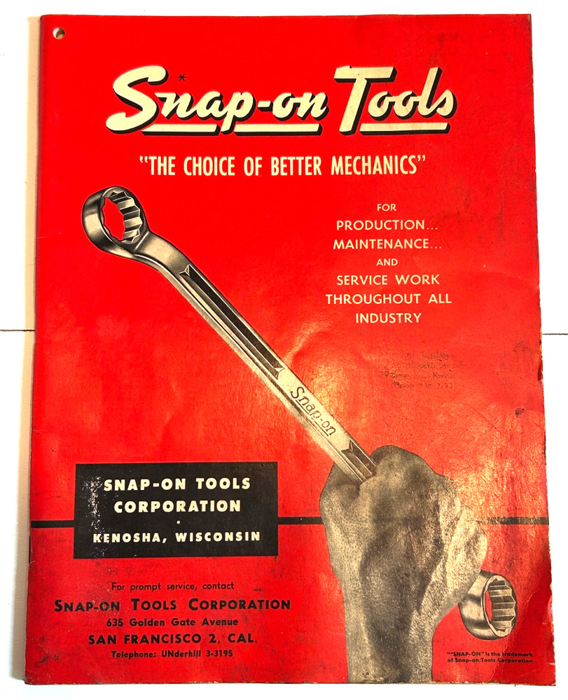 OCTOBER 1955 SNAP-ON TOOL TOOLS CATALOG V SAN FRANCISCO NOVATO CA