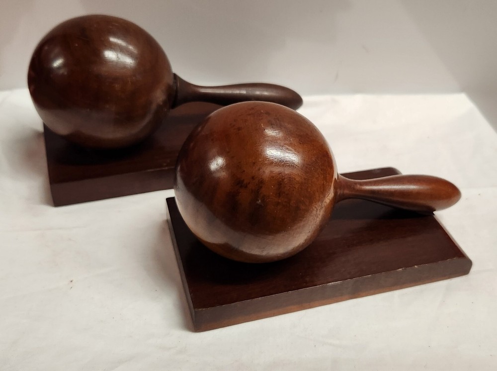 Vintage Solid Wooden Cuban Maracas Bookends