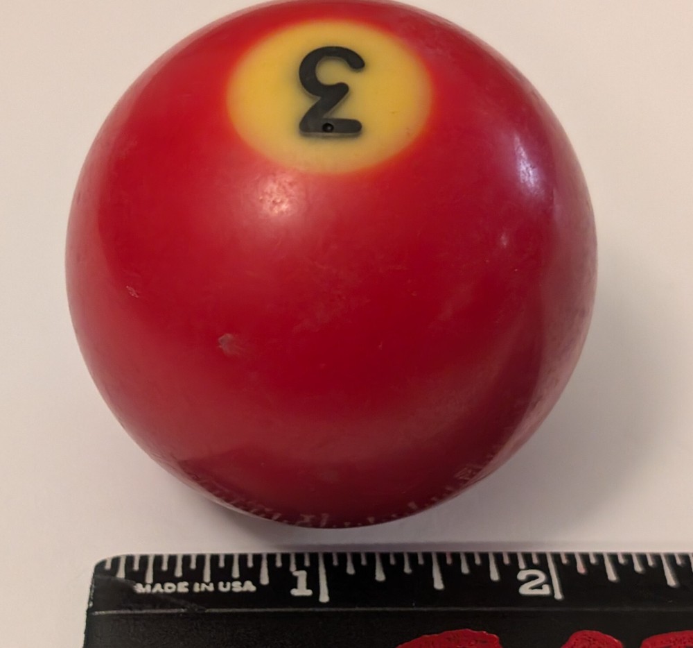 Vintage Solid Red Pool Ball #3 - Black Number - Unbranded Billiard Replacement