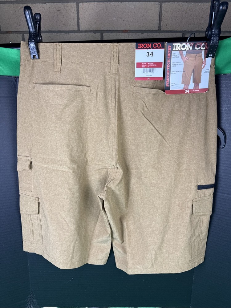 Iron Co Men's Stretch Tech Short Size 34 Camel