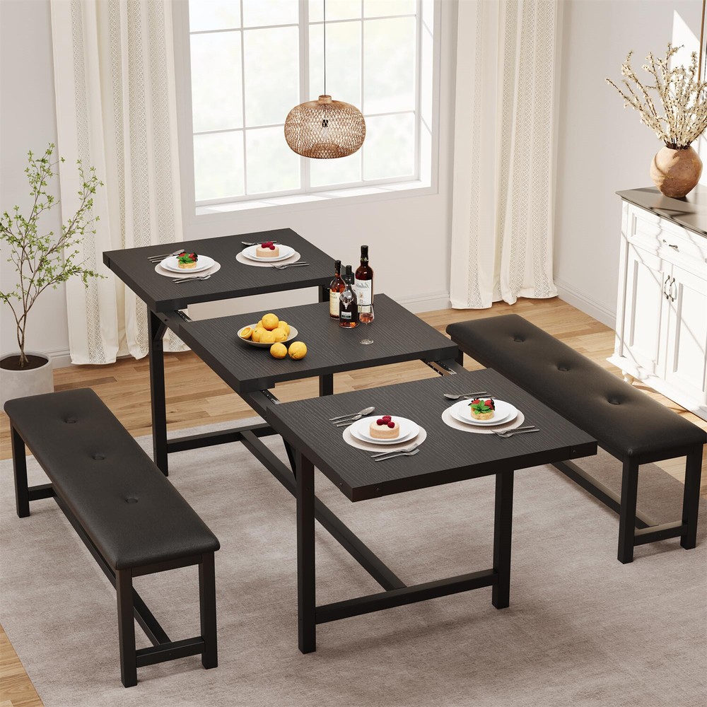 ✅3 Piece Dining Table Set for 4-6 Kitchen Table and Bench Upholstered Benches