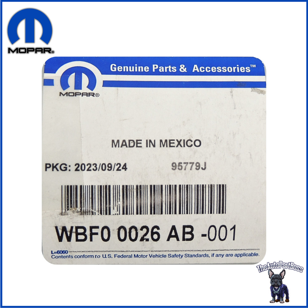 Front Wiper Blade, Left OEM Mopar WBF00026AB