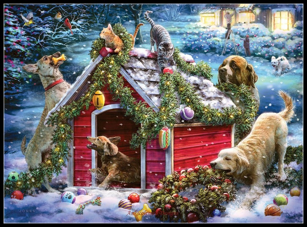 Helping with the Decorations - Chart Counted Cross Stitch Pattern Needlework