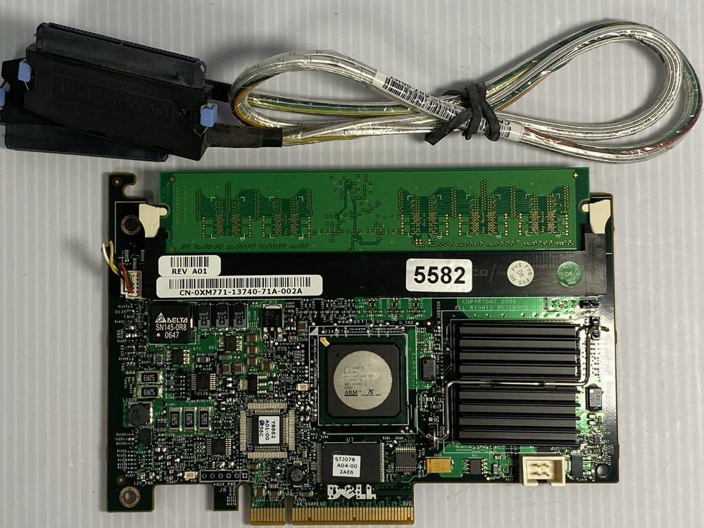 Dell PCI Express Perc5i PERC 5i SAS RAID Controller Card & Cables | PN-0XM771