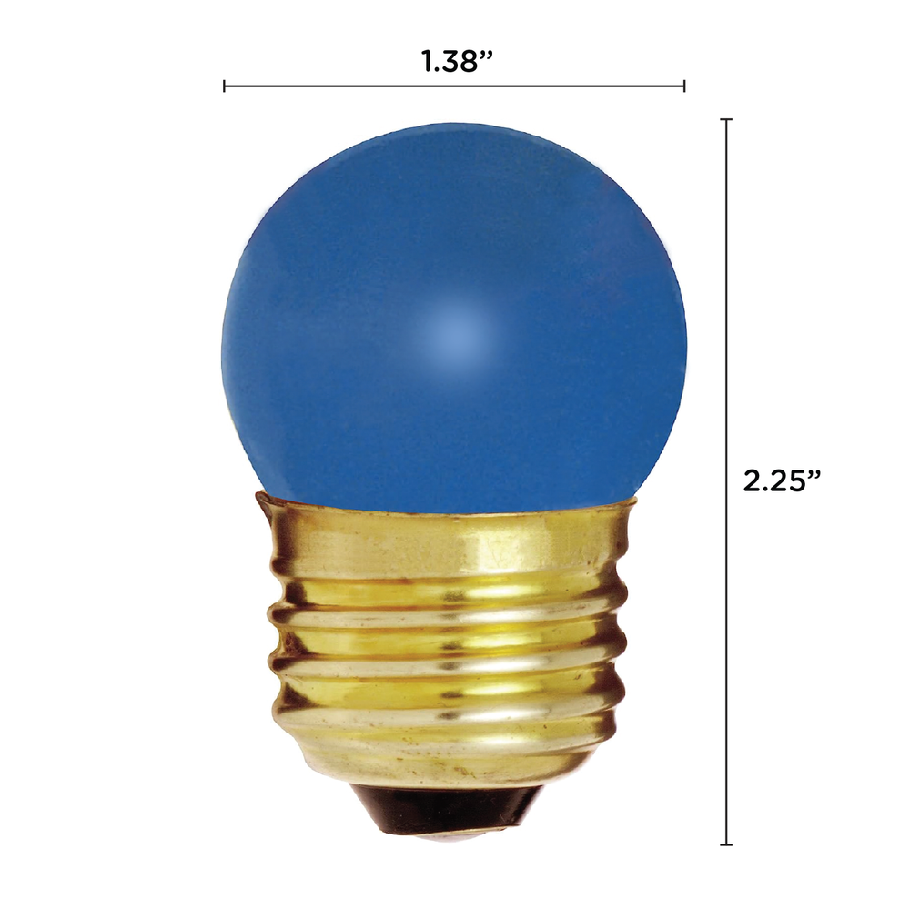 5 Pack S3608 CERAMIC BLUE Globe Indicator Bulb 7.5W 120V S11 Medium Base E26