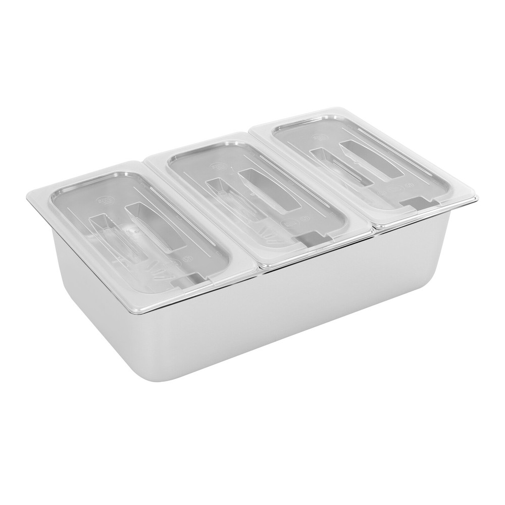 Three-compartment Fruit Pan, Fruit Pan with Acrylic Lids Water-filtering Gaskets