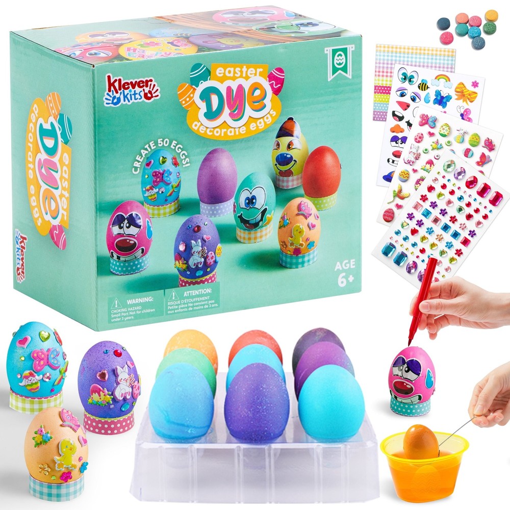 41Pcs Easter Egg Dye Kit,Diy Easter Egg Decorating Craft Kit with Egg Tray,Egg S
