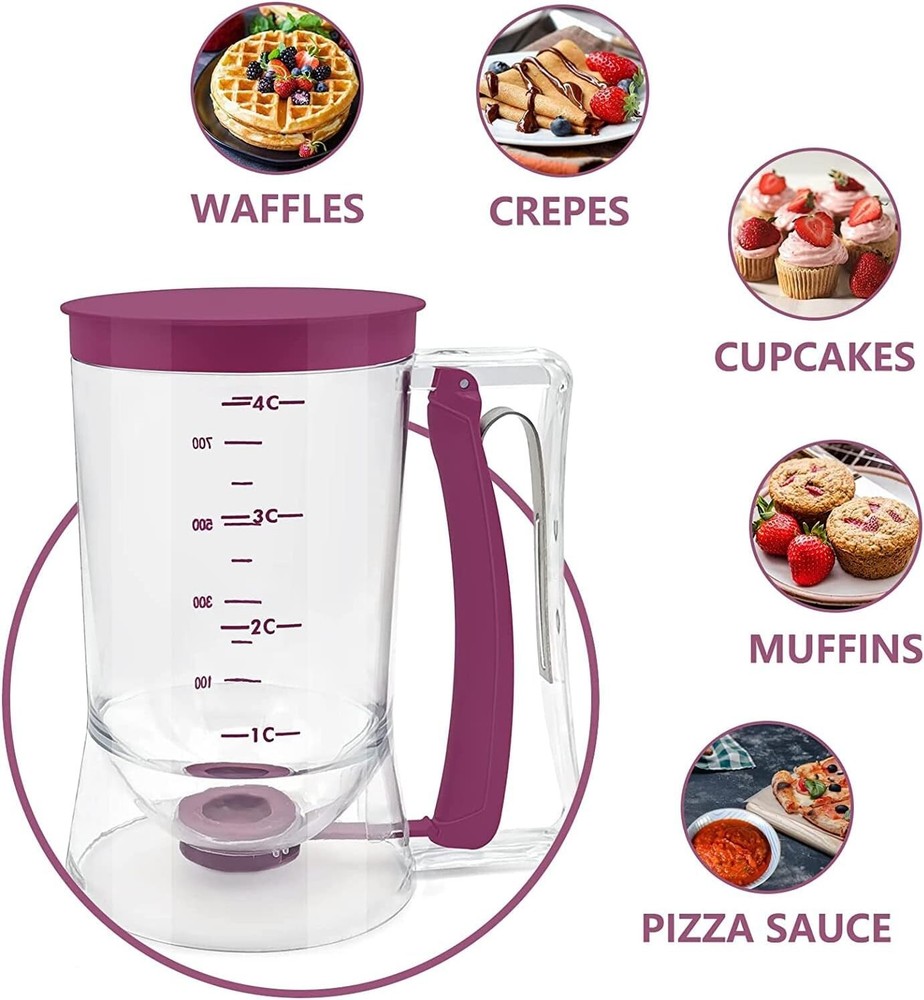 Pancake Cupcake Batter Dispenser Bakeware Maker with Measuring Label Baking Tool
