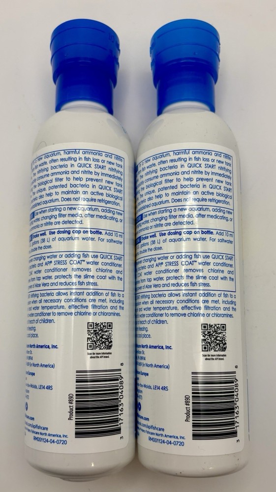 2x API QUICK START Freshwater and Saltwater Aquarium Nitrifying Bacteria 8 Oz Ea