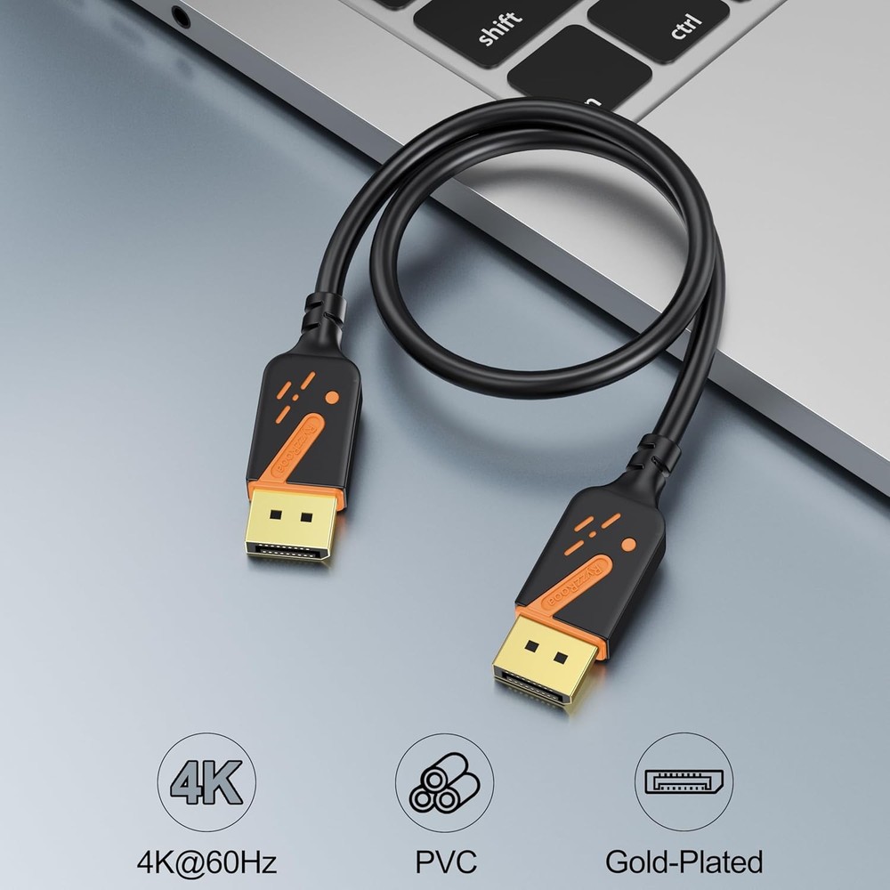 Short DisplayPort Cable 1 FT, 2-Pack DP to Cables, 4K Display 1 Orange