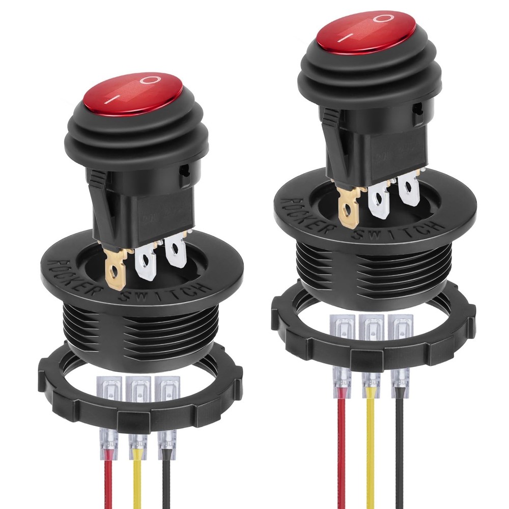 Round Rocker Switch, 12V Toggle Switch, Waterproof Lighted LED On/Off Switch ...