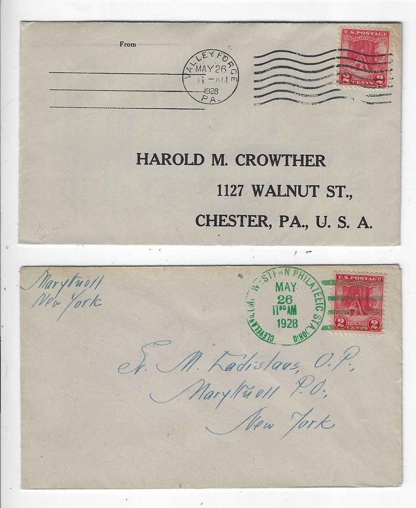 FDC's #645 x 7 cancels -- Valley Forge