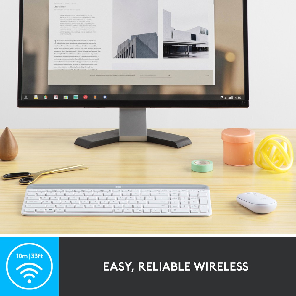 Logitech - MK470 Full-size Wireless Scissor Keyboard and Mouse Bundle for Win...