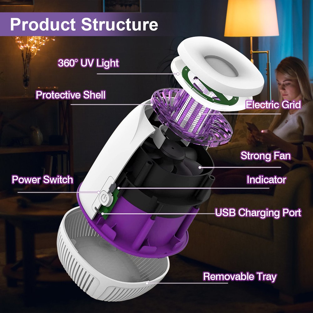 LED Bug Zapper, Lamp Less Power,High-Voltage Mosquito Zapper