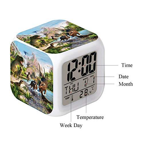 LED Alarm Clock Dinosaur Jurassic Design Creative Desk Table Clock Glowing
