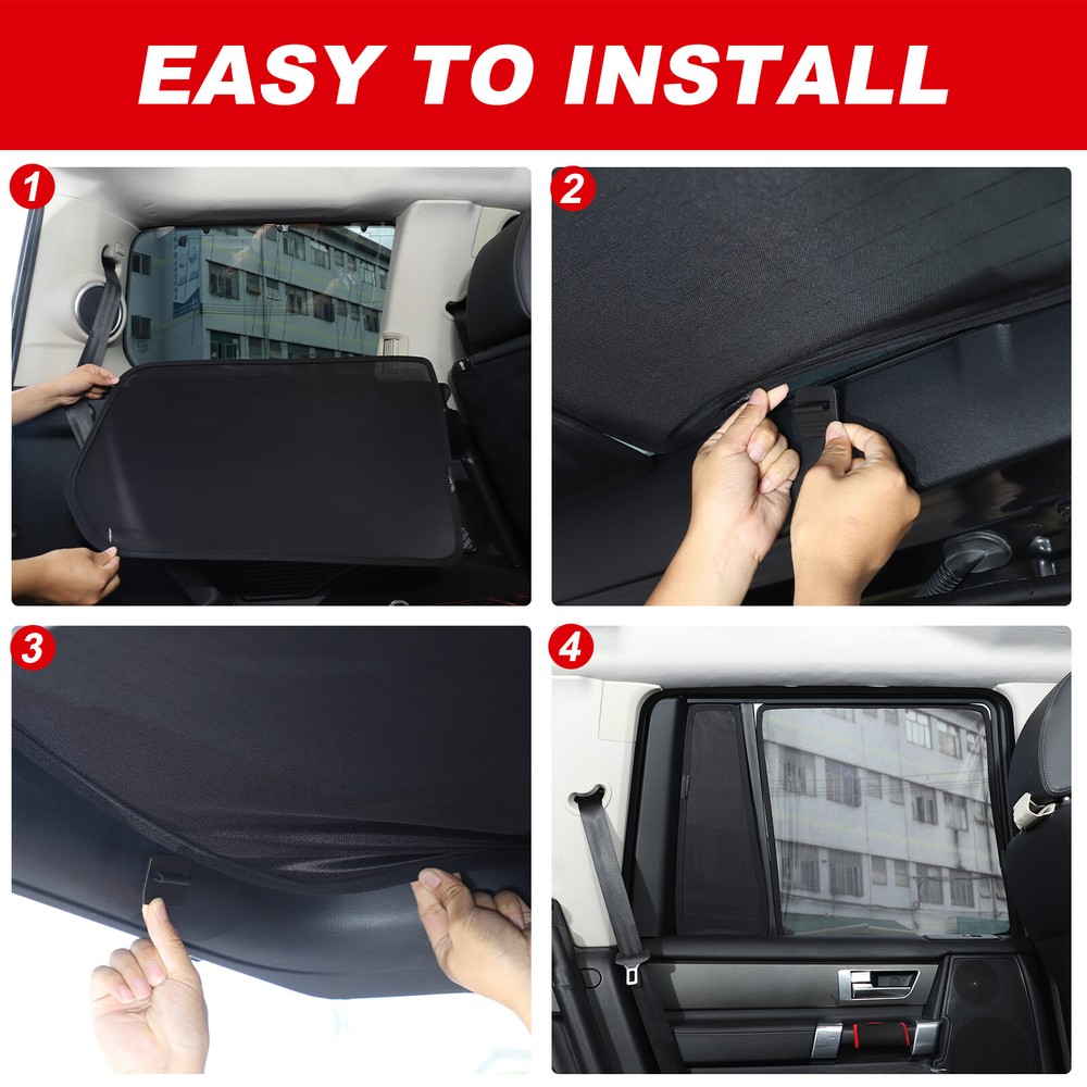 Trunk Tailgate & Side Window Sunshade Black Mesh Visor For Discovery4 2010-2016