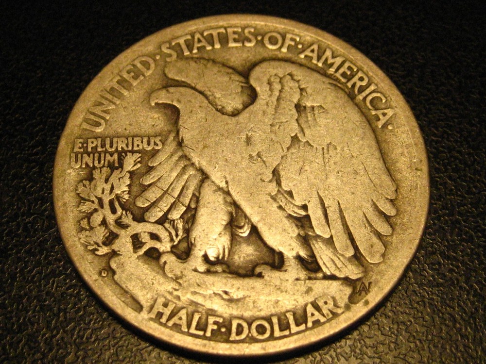 1918-D 90% Silver Walking Liberty Half Dollar VG^^^^^