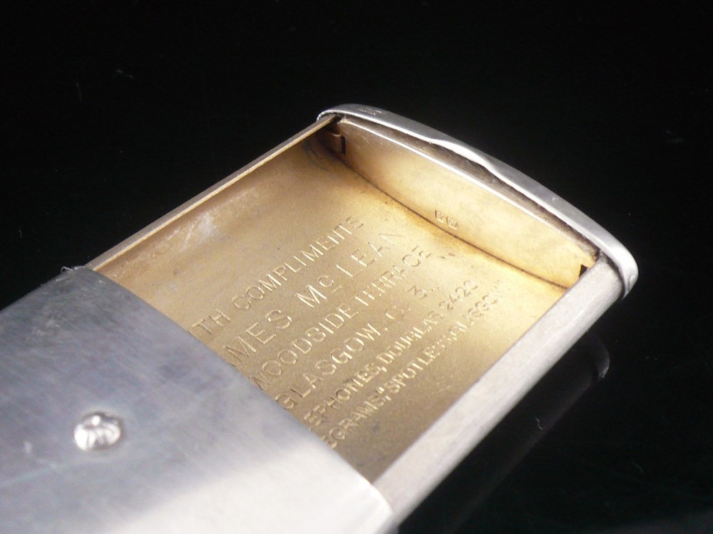 Sterling Silver Slide Action Vesta Case (Advertising Bookmakers) Birmingham 1925