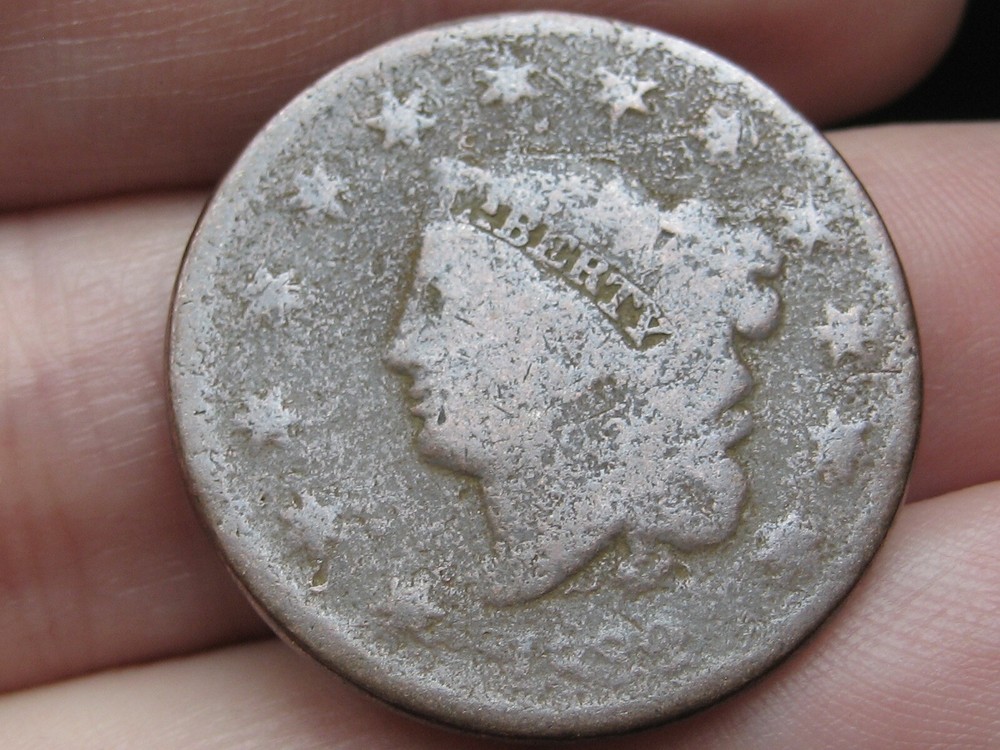 1832 Matron Head Large Cent Penny- Medium Letters, About Good Details