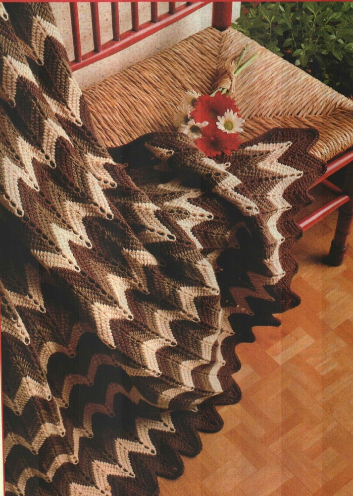 AFGHAN STITCH RIPPLE HOME DECOR CROCHET PATTERN INSTRUCTIONS