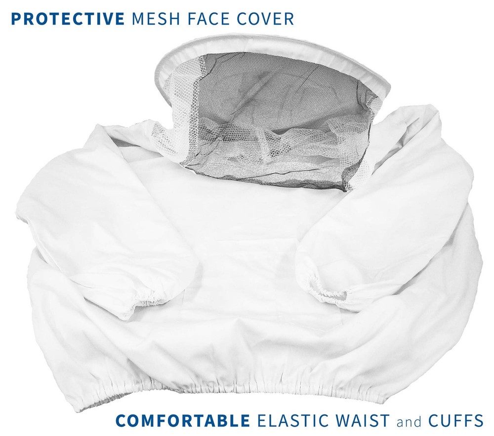 Professional White XXL Beekeeping Suit, Jacket, Pull Over, Smock with Veil BE...