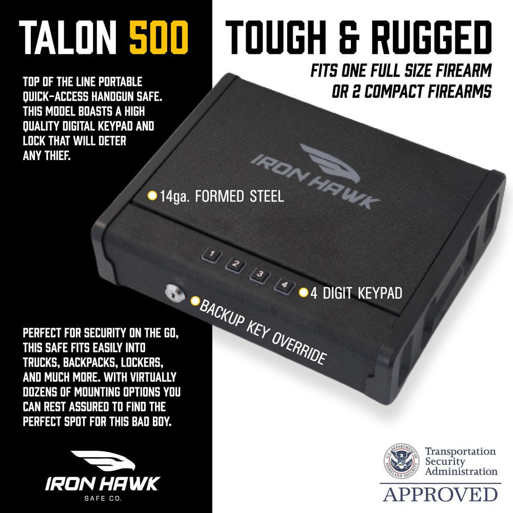 Gun Safe Lock Box Firearm Security Home Office Car 2 Way Quick Access