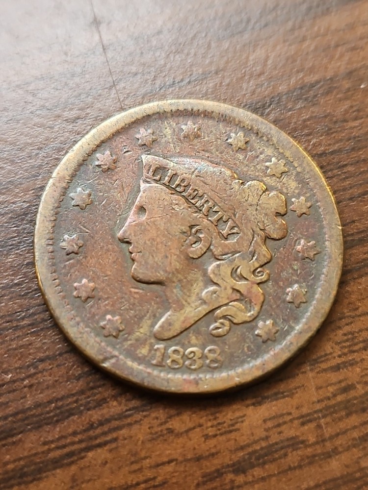 1838 Coronet Head US Copper Large Cent 1C