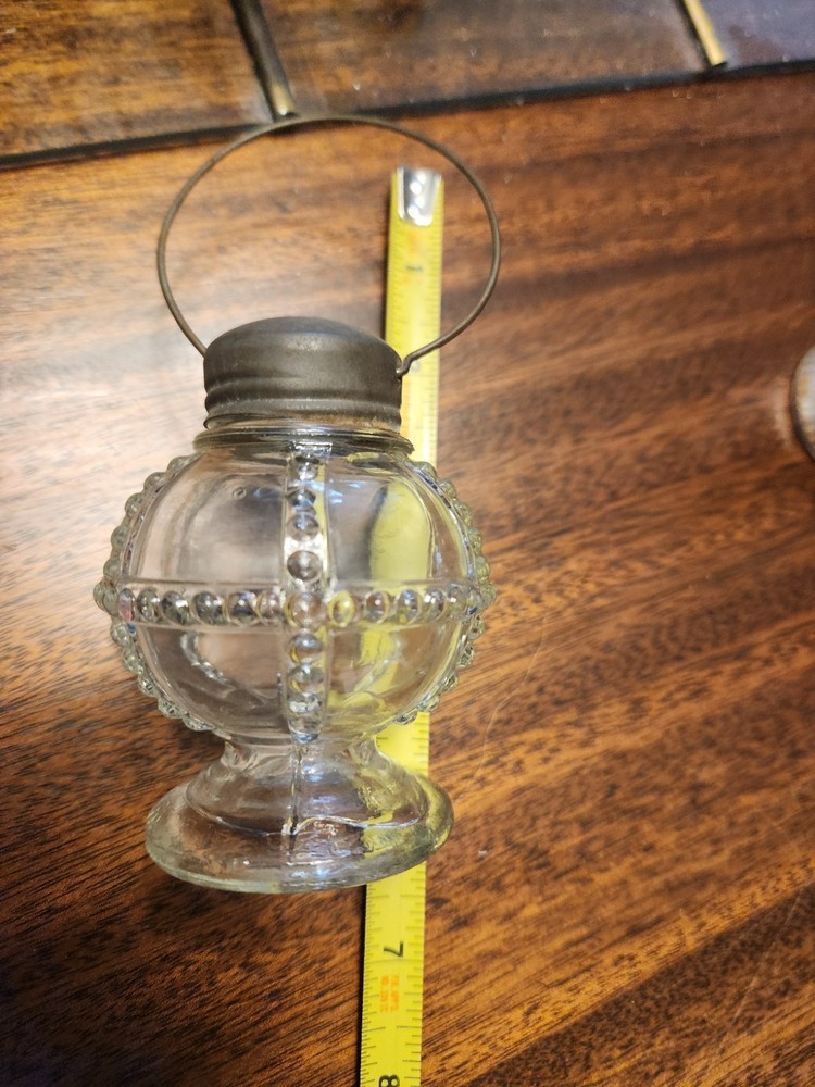 Antique EMPTY Beaded Glass Candy Lantern Container Excellent