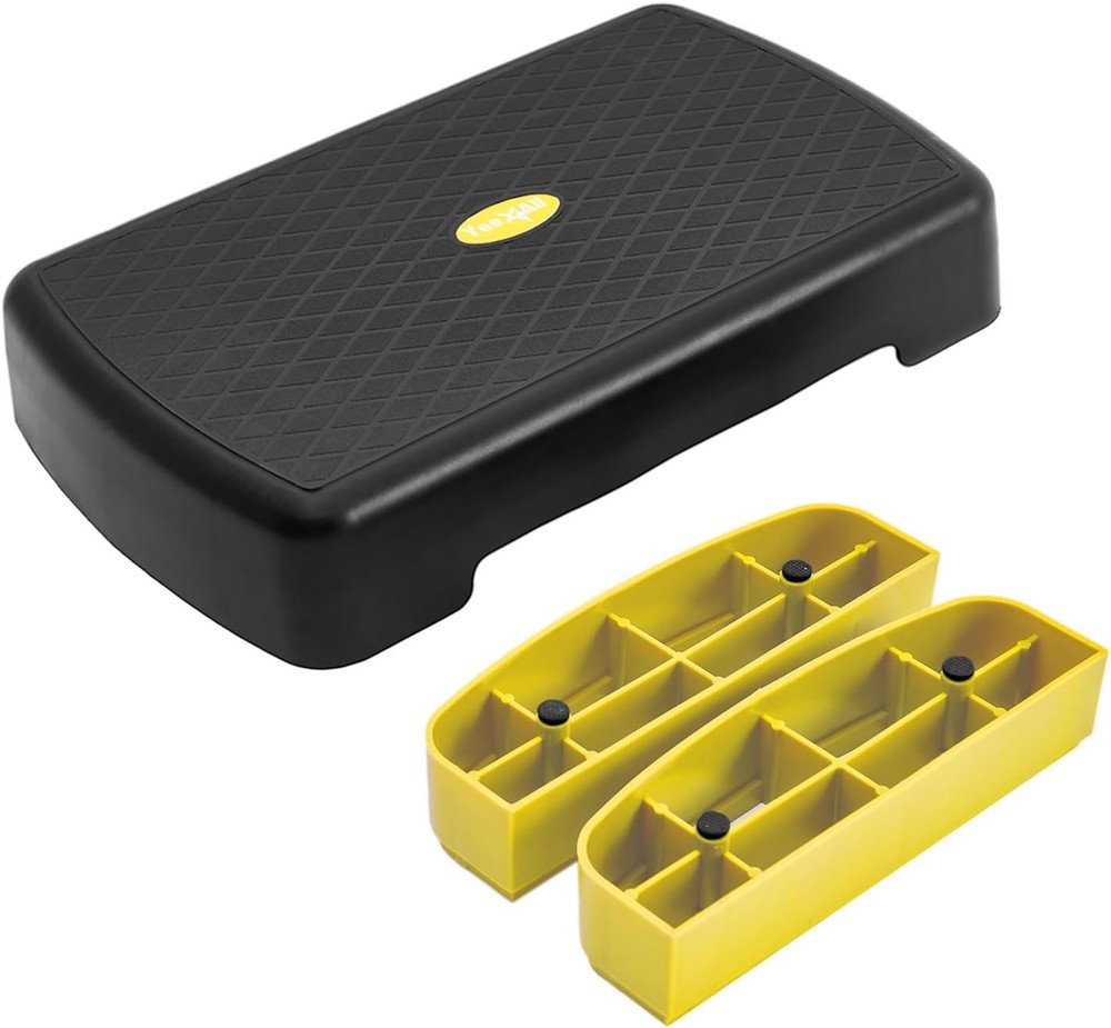 18.9" Aerobic Exercise Step Platform with 2 Risers, Adjustable Height Workout St