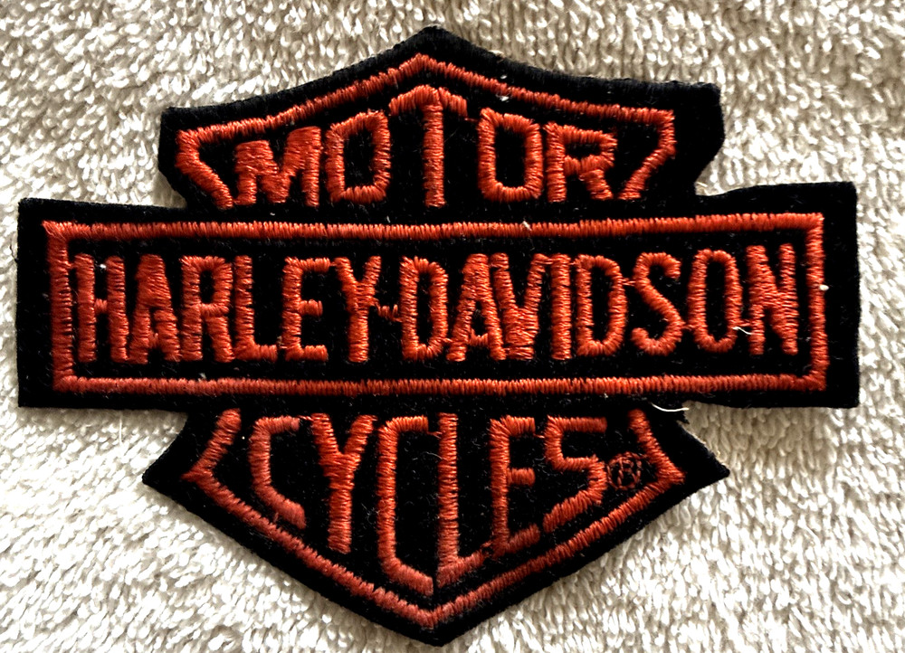 Harley Davidson  Patch Orange &Black Shield 4” x 3" New