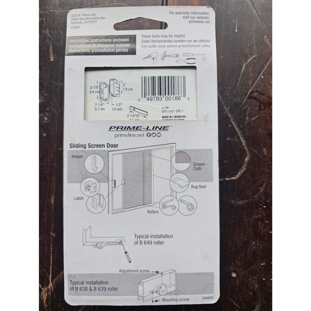 Prime-Line A 186 Sliding Screen Door Latch and Pull.