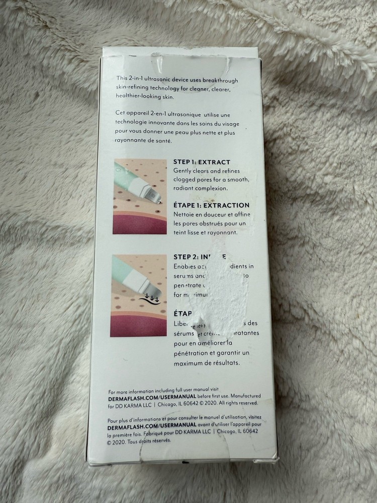 NEW DERMAFLASH DermaPore Ultrasonic Pore Extractor Seafoam