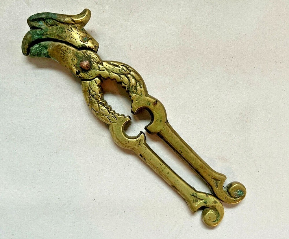 Antique Brass Nut Crackers with Eagle Head Design, 5 3/4"