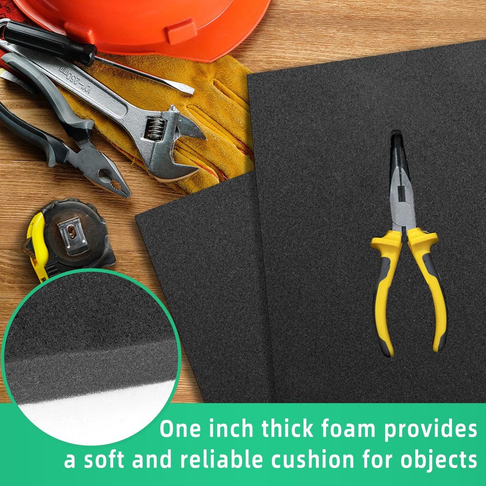 6 Pcs 16x12x1 Inch Polyurethane Foam Sheets Cuttable Inserts for Tool Box