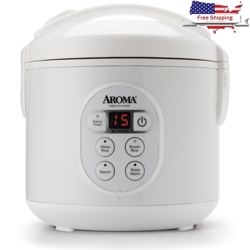 Digital Rice Cooker 8 Cup W/ Steamer Keep Warm Function 15 Hour Delay Timer New