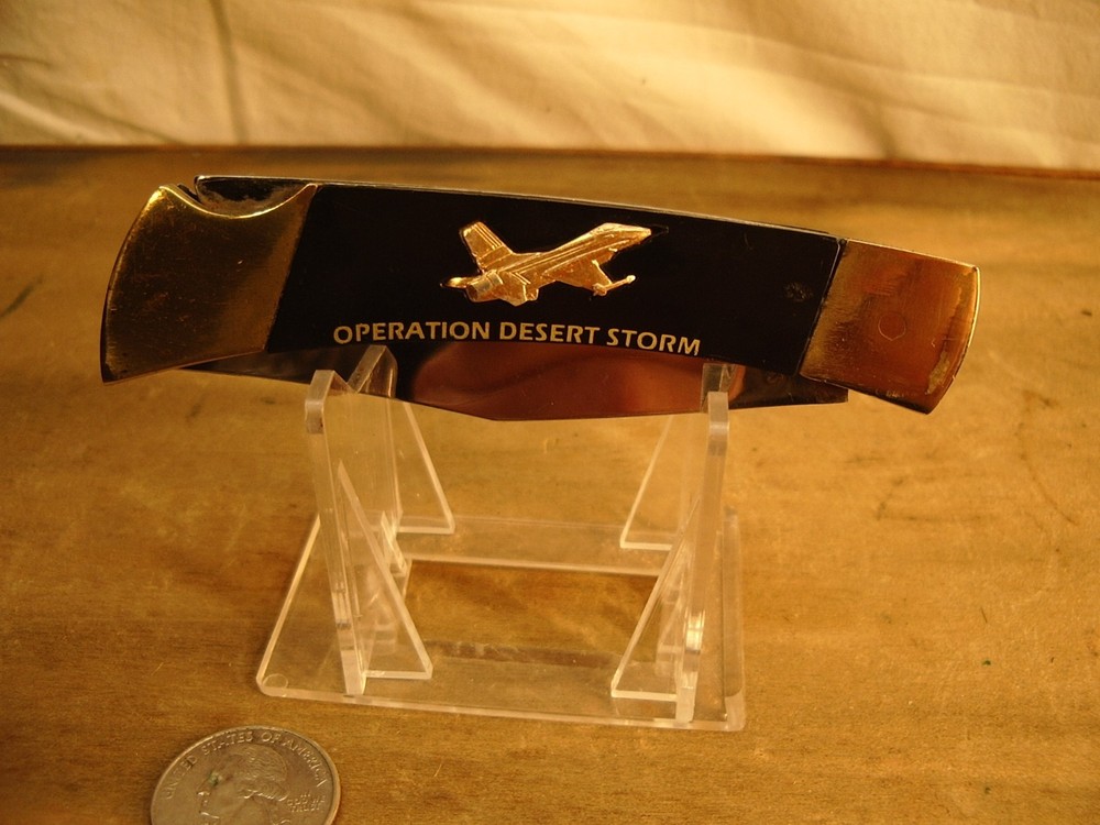 Commemorative OPERATION DESTERT STORM Lockback Folder- Jets-Eagle Etch