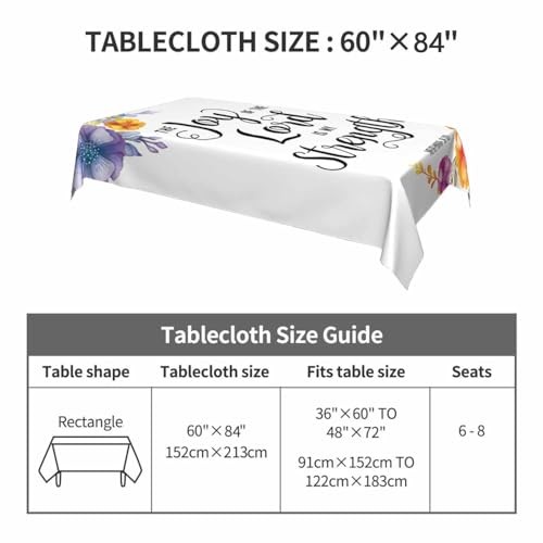 Table Cloth for Rectangle Table 84" x 60" (Rectangular) Flower Modern Quartz