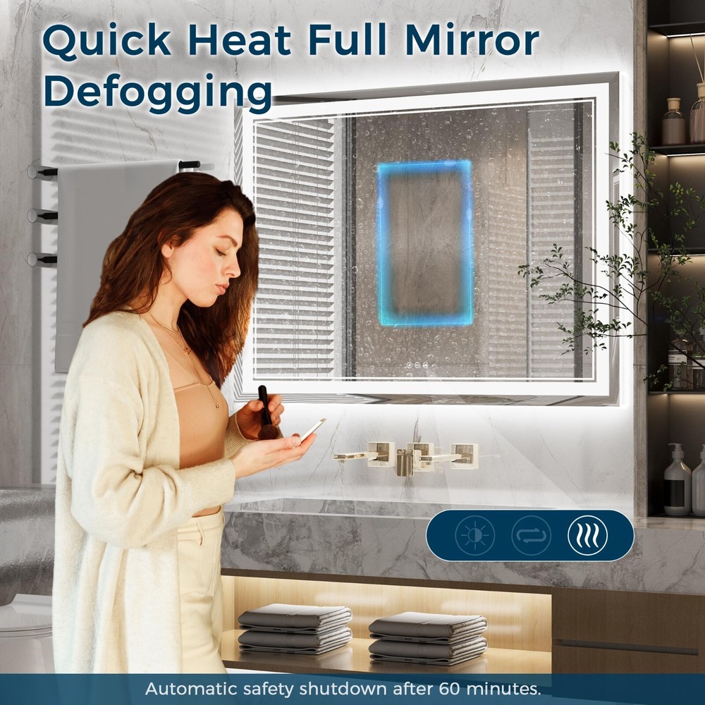 48*36 LED Bathroom Mirror, Lighted Vanity Mirror, Mirror With Light