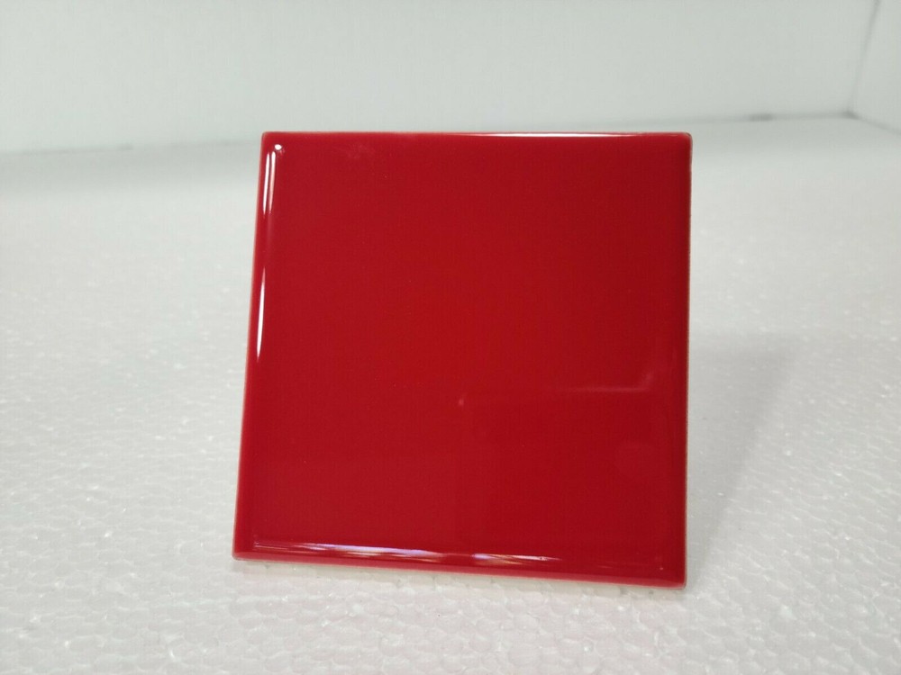 Candy Apple Red Ceramic Tile 4.25 in Subway Subway Square Mid Century Modern