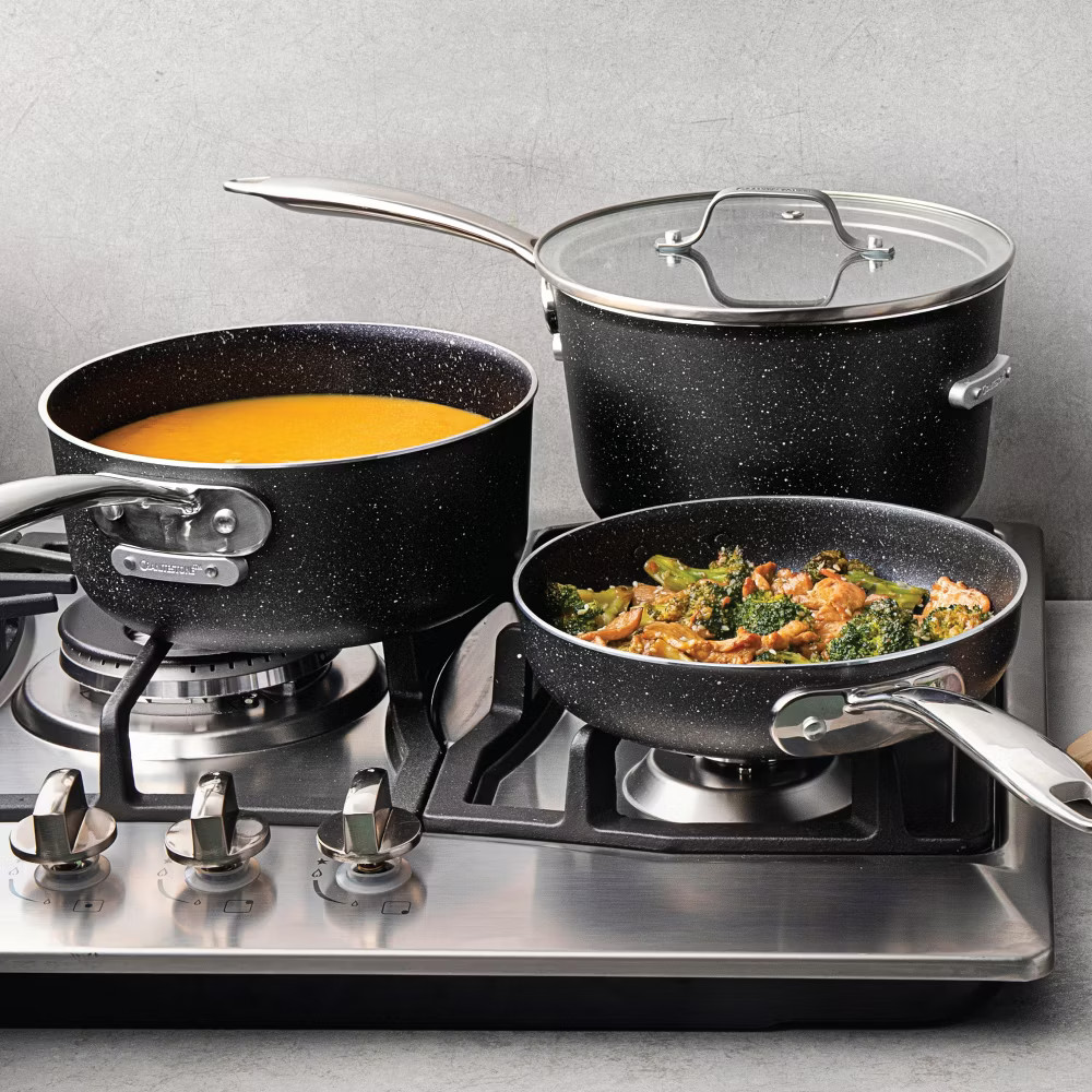 Granitestone Pots and Pans Set 10 Pc Stackable Space Saving Nonstick Cookware