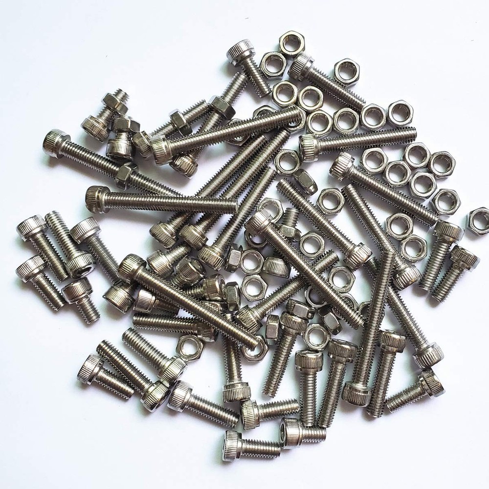M5 Hex Socket Head Cap Bolts Nuts Screws Assortment Kit, Silver