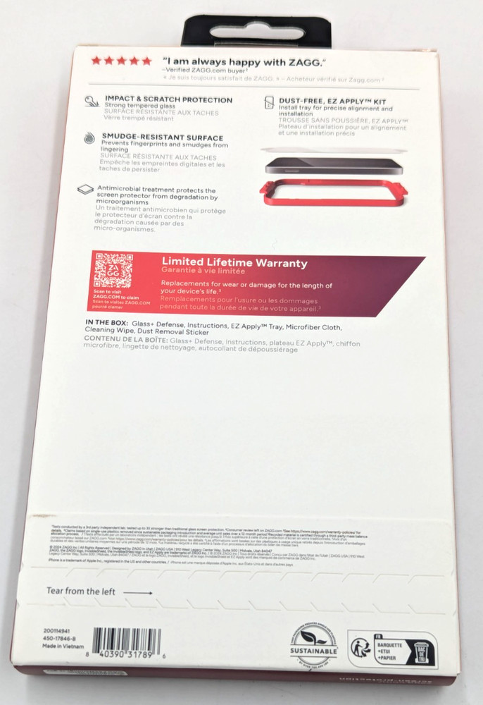 ZAGG-Invisible-Shield Glass+Defense Screen Protector for iPhone 16 Pro Max Only