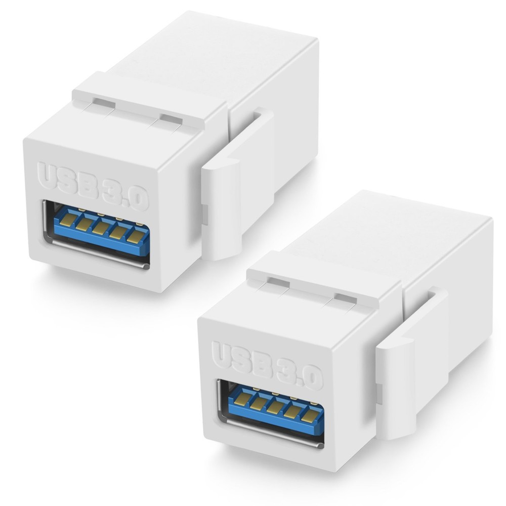 URWOOW USB 3.0 Keystone Jack Inserts (2 Pack) 2 Pack, White