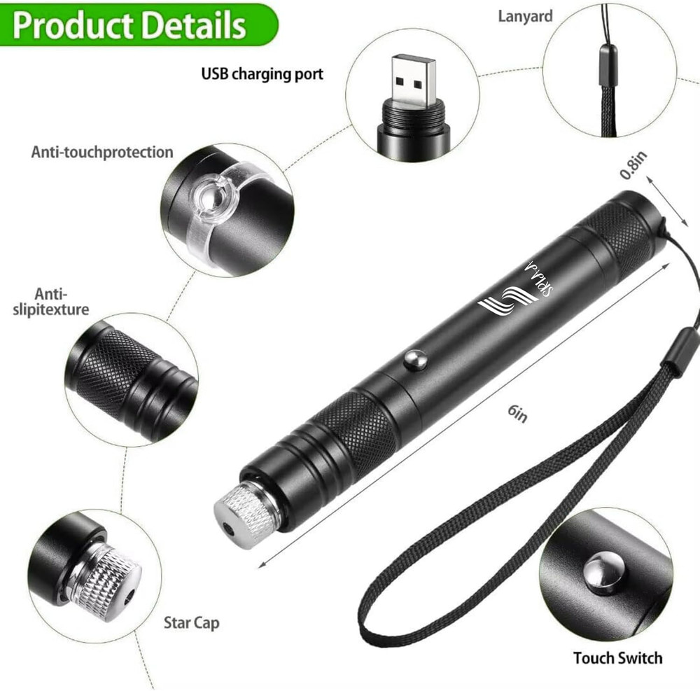 Green USB Rechargeable Presentation Pointer – Perfect for Presentations, Classro