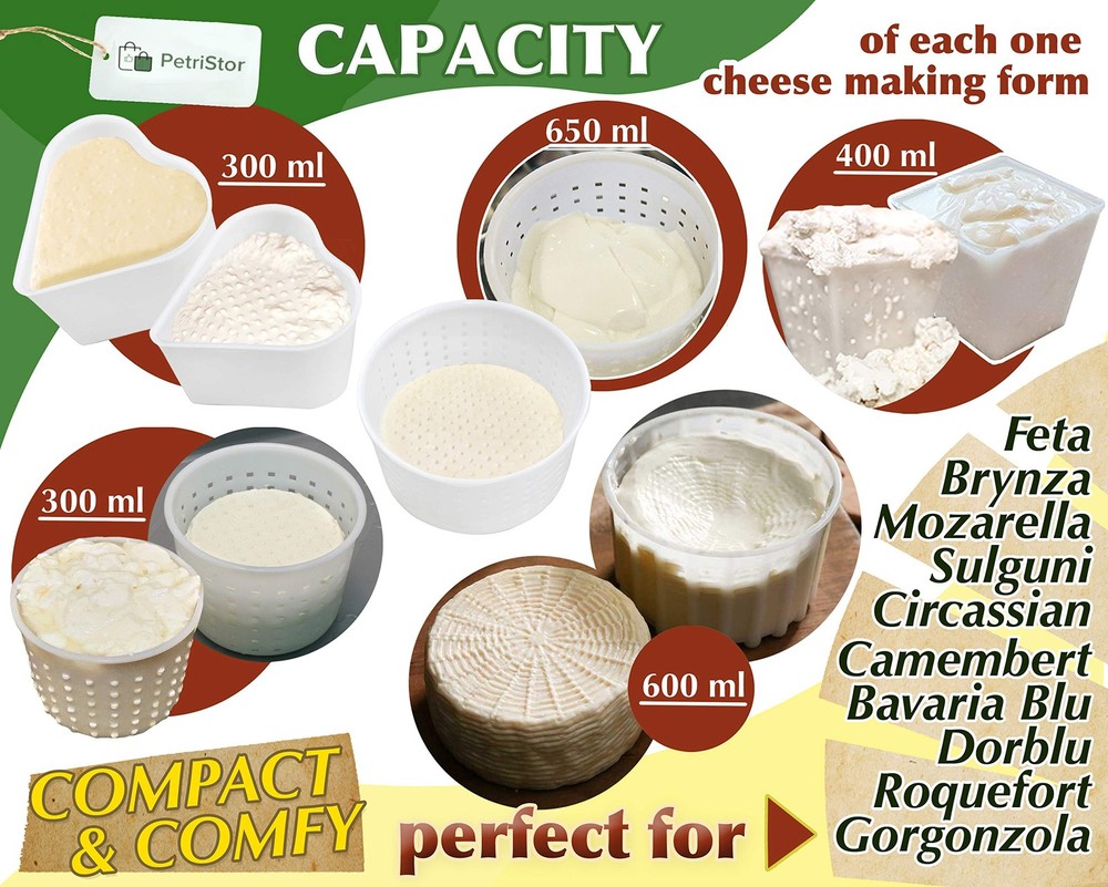 16 Pcs Soft Cheese Making Kit for Beginners - Small Cheese Molds - Cream Cheese